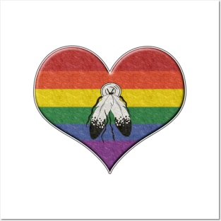 Large Two-Spirited Pride Flag Colored Heart Posters and Art